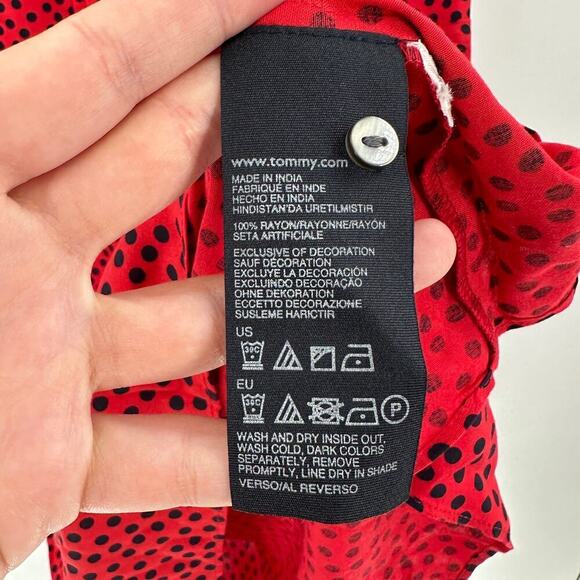 Tommy Hilfiger Red Polka Dot Button Placket Pintuck Tank Dress Size Large - Picture 6 of 11